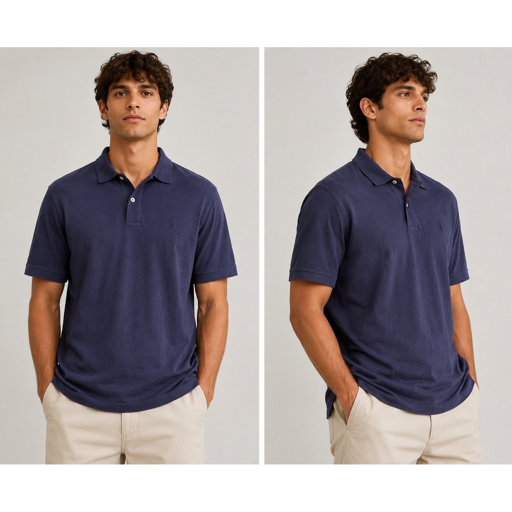 Vintage Polo Ralph Lauren Mens‎ XL Navy Blue Short Sleeve Cotton Polo Pony Logo